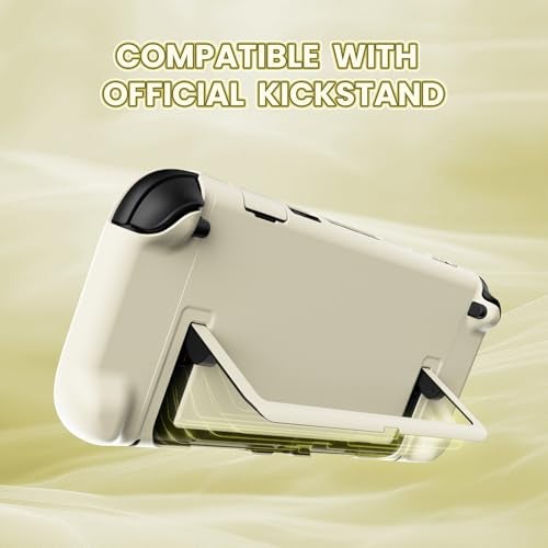 PlayVital Protective Case for Nintendo Switch 2 - Cute Dockable Hard Case Shell for Switch 2 with Thumb Grip & Sticker & Button Caps, Anti-Scratch & Shockproof Cover Skin - Antique Yellow - Image 3