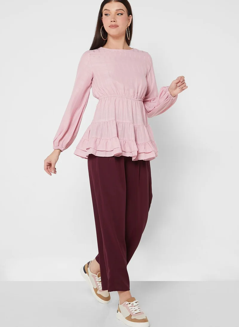 Khizana Crisscross Waist Plicated Detail Pants