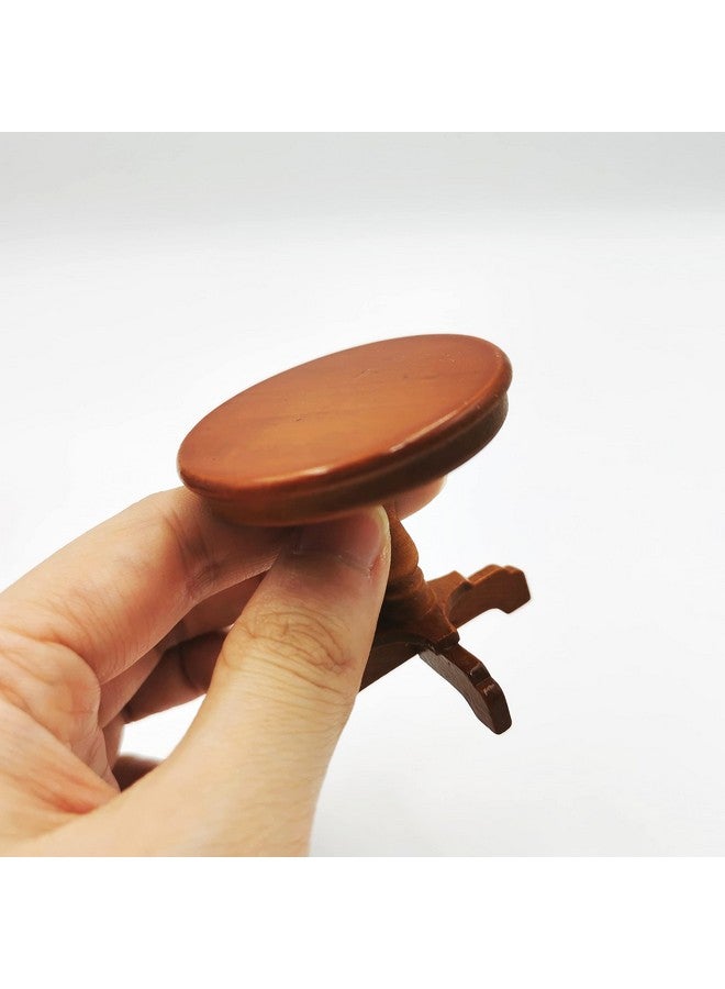 SXFSE Dollhouse Decoration Accessories, 1:12 Dollhouse Furniture Miniature Wooden Round Side Table Kids Pretend Play Toy - Image 2