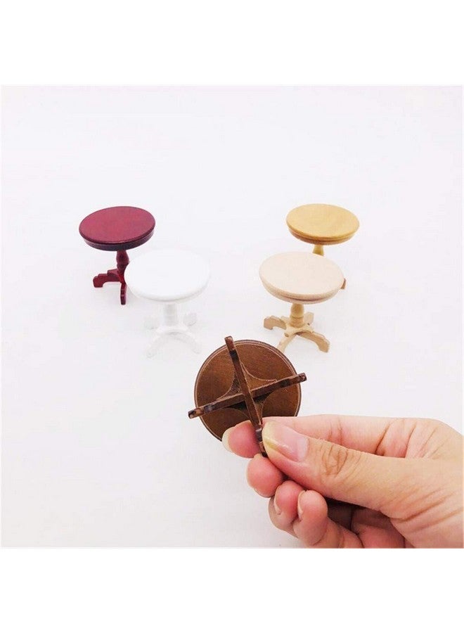 SXFSE Dollhouse Decoration Accessories, 1:12 Dollhouse Furniture Miniature Wooden Round Side Table Kids Pretend Play Toy - Image 5