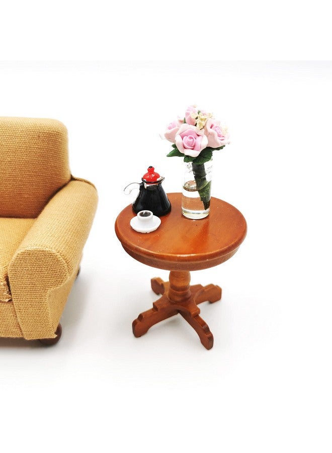 SXFSE Dollhouse Decoration Accessories, 1:12 Dollhouse Furniture Miniature Wooden Round Side Table Kids Pretend Play Toy - Image 4
