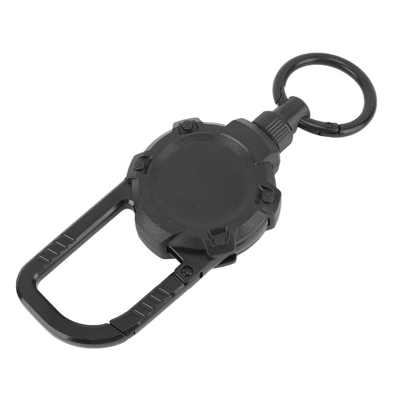 Magnetic Retractable Keychain Stainless Steel Wire Easy Pull Buckle Carabiner Key Chain OD Green - Image 1