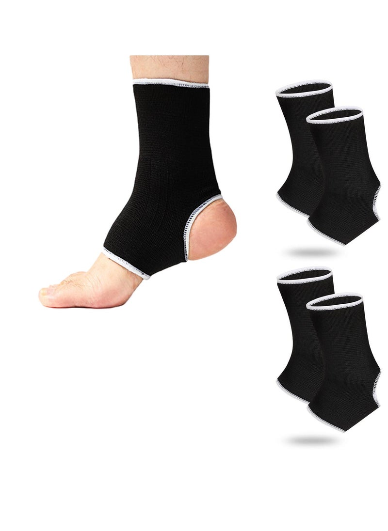 Sweet seven Kids Ankle Support Compression Set - 4 Pieces, Black, 5-10 Years - Elastic Ankle Brace and Compression Socks for Jogging, Running, and Fitness  - Image 1