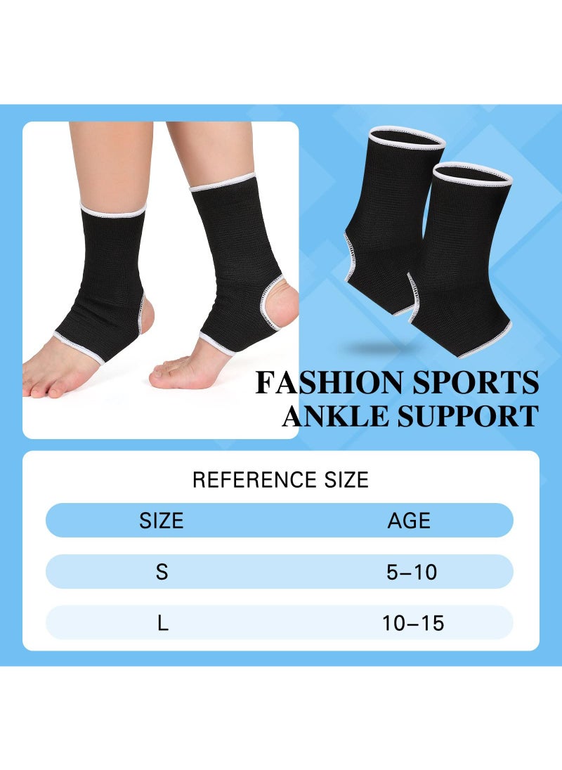 Sweet seven - Kids Ankle Support Compression Set - 4 Pieces, Black, 5-10 Years - Elastic Ankle Brace and Compression Socks for Jogging, Running, and Fitness - Image 1