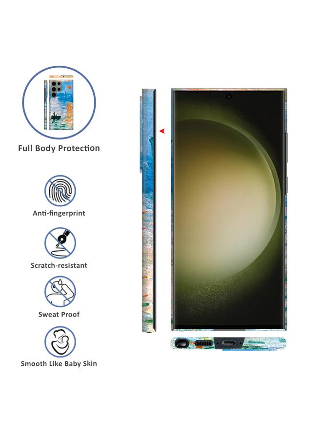 Samsung Galaxy S23 Ultra Art Oil Painting Phone Case- Claude Monet Sunrise Impression - Full Pack Frosted Cool Creative Lens Anti Drop Case  - Image 3