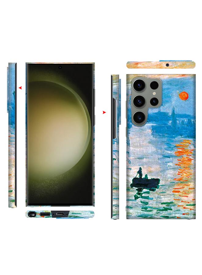 Samsung Galaxy S23 Ultra Art Oil Painting Phone Case- Claude Monet Sunrise Impression - Full Pack Frosted Cool Creative Lens Anti Drop Case  - Image 1