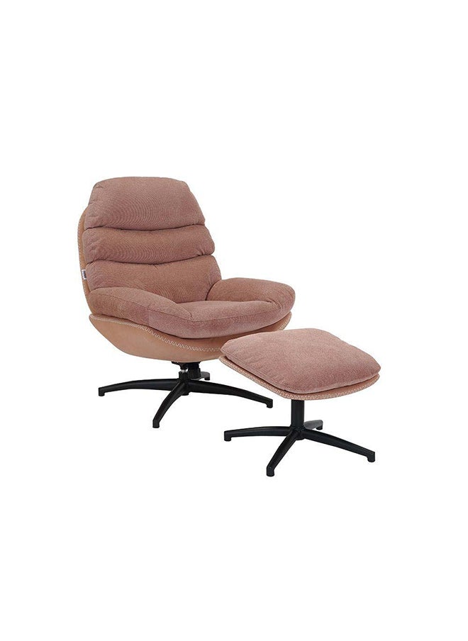DANUBE HOME Lyndon 1 Seater Fabric Accent Chair With Ottoman Accent Chair  Modern Design One Seat Sofas Comfortable Living Room Furniture 92.5 x W 78.5 x H 100 cm Rose  - Image 3