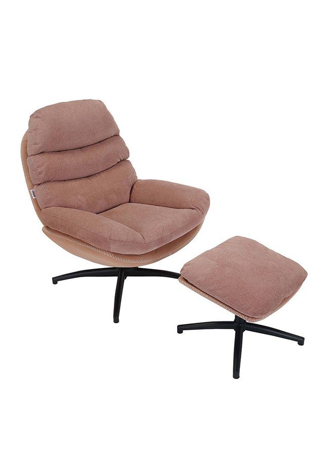 DANUBE HOME Lyndon 1 Seater Fabric Accent Chair With Ottoman Accent Chair  Modern Design One Seat Sofas Comfortable Living Room Furniture 92.5 x W 78.5 x H 100 cm Rose  - Image 2