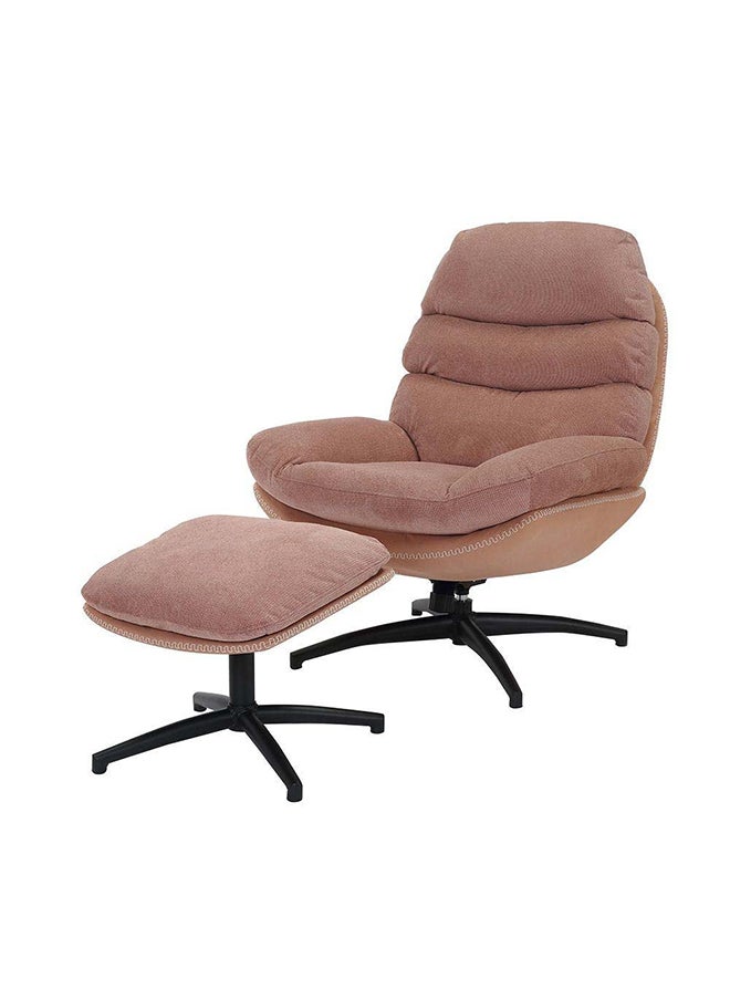 DANUBE HOME Lyndon 1 Seater Fabric Accent Chair With Ottoman Accent Chair  Modern Design One Seat Sofas Comfortable Living Room Furniture 92.5 x W 78.5 x H 100 cm Rose  - Image 5