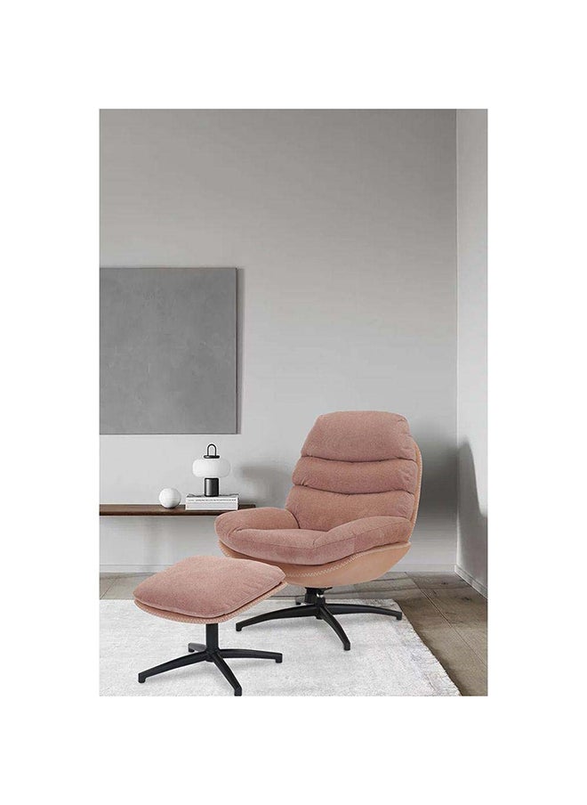 DANUBE HOME Lyndon 1 Seater Fabric Accent Chair With Ottoman Accent Chair  Modern Design One Seat Sofas Comfortable Living Room Furniture 92.5 x W 78.5 x H 100 cm Rose  - Image 1