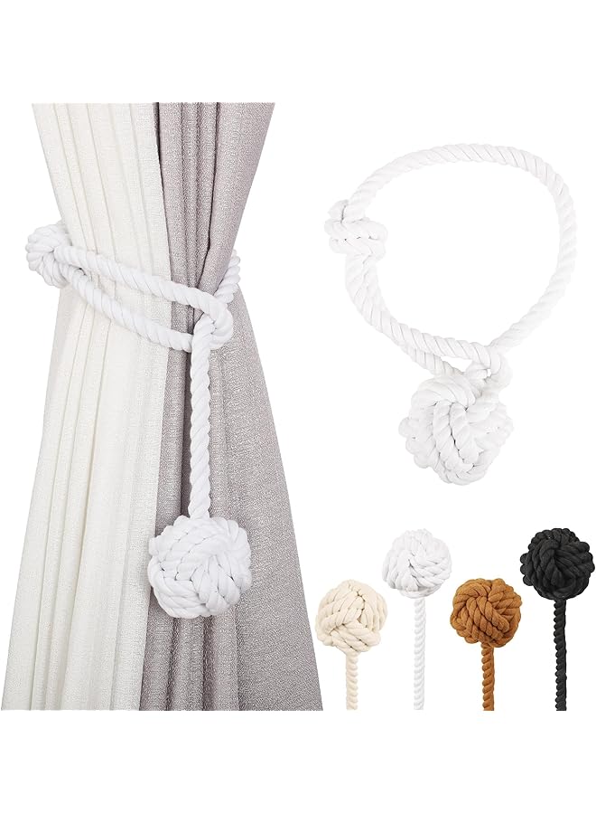 The Bros 2 Pack Curtain Tiebacks, Curtain Ties, Curtain Holders for Wall Drapes, Curtain Holdbacks, Curtain Tie Backs for Curtains Pull Backs, Drapery Tiebacks, Outdoor White Curtain Rope Tiebacks - Image 1