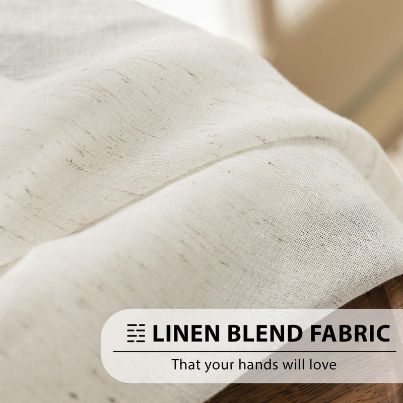 FMFUNCTEX Linen Sheer Side Door Curtains 40 Inches Long for Front Glass Door Patio Door Windows  Natural Flax Blend Small Sidelight French Door Curtain Panels with Tiebacks  2 Panels Rod Pocket - Image 5