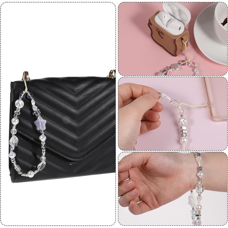 Aeaocvo 2PCS Beaded Phone Hippers, Camera Wrist Strap, Y2K Beaded Phone Charm Straps Decoration for Camera, Cellphone, Wallet - Image 4