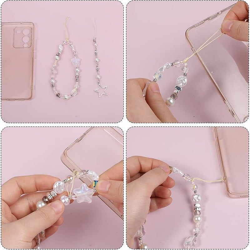 Aeaocvo 2PCS Beaded Phone Hippers, Camera Wrist Strap, Y2K Beaded Phone Charm Straps Decoration for Camera, Cellphone, Wallet - Image 3