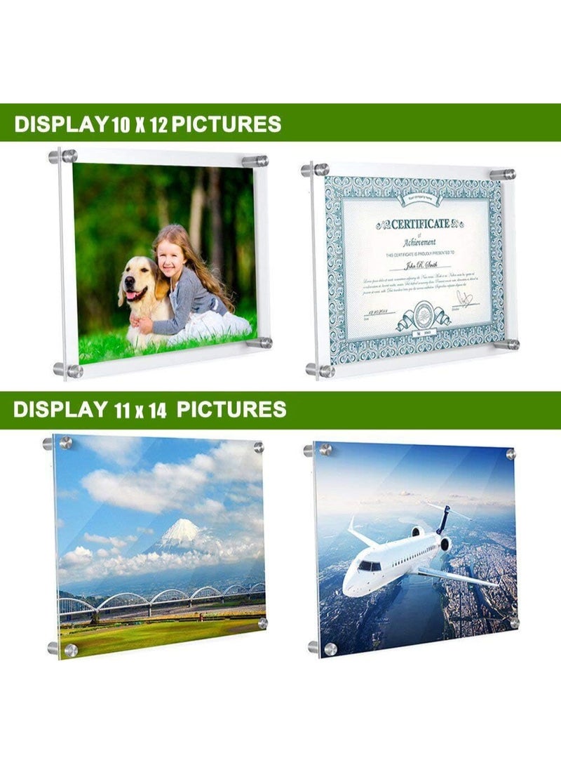 Meetu Acrylic Picture Frames 11x14 -Inner 10x12 Photo Frames Wall Frames To Display Family Pictures, Baby Pictures, Documents, Arts, Dog Pictures -Make Clear Float 3D Look (2 Pack) - Image 4