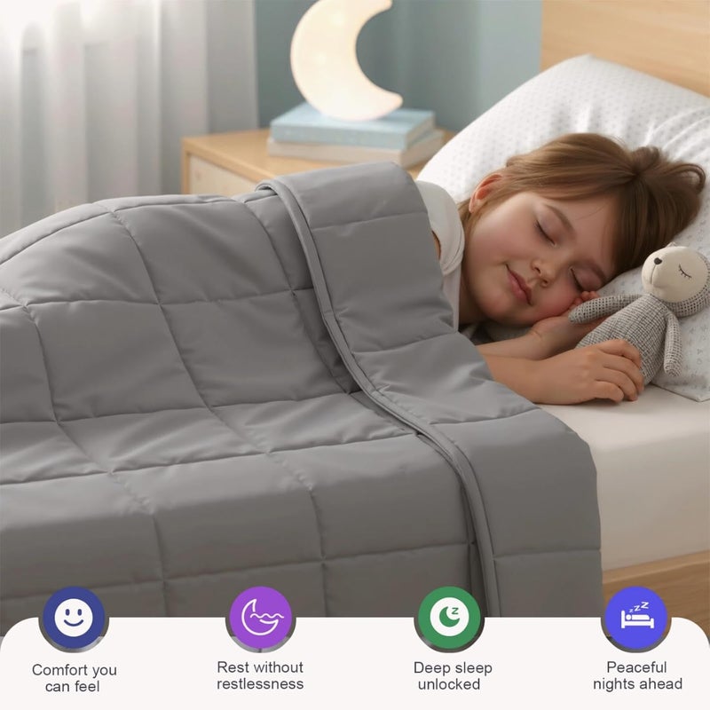 بطانية مزودة بوزن للبالغين - وزنها 5 أرطال، أبعادها 41” × 60”، بطانية ثقيلة مبردة للأشخاص الذين يزنون بين 110 و130 رطلاً، مع خرز زجاجي عالي الجودة - بطانيات ناعمة وسميكة وكبيرة توفر راحة النوم في جميع الفصول وتتميز بالتنفس السلس - Image 4