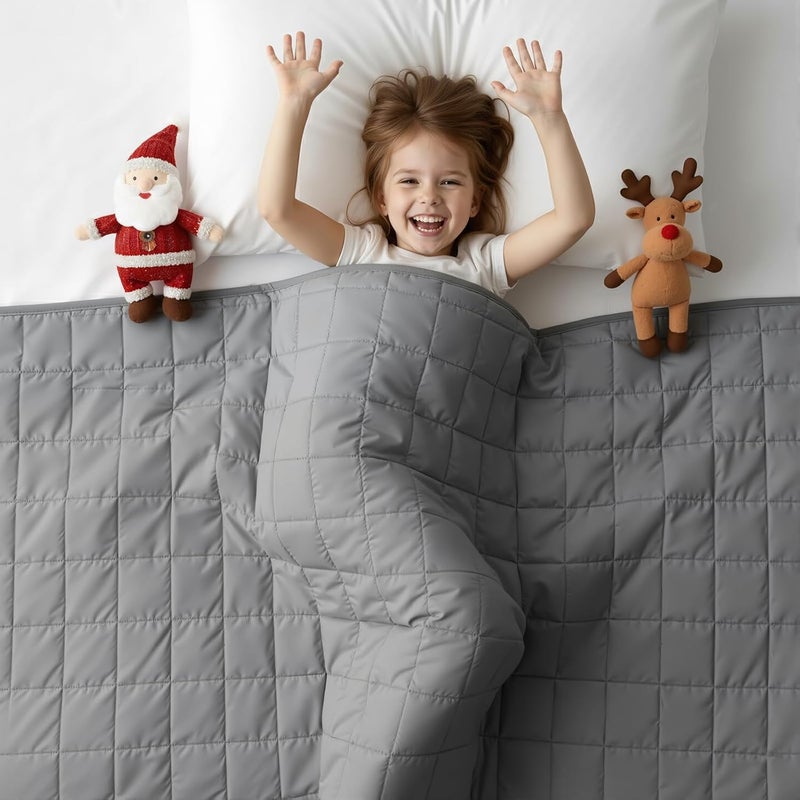 بطانية مزودة بوزن للبالغين - وزنها 5 أرطال، أبعادها 41” × 60”، بطانية ثقيلة مبردة للأشخاص الذين يزنون بين 110 و130 رطلاً، مع خرز زجاجي عالي الجودة - بطانيات ناعمة وسميكة وكبيرة توفر راحة النوم في جميع الفصول وتتميز بالتنفس السلس - Image 1