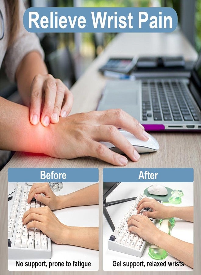 Sumgsn Gel Wrist Rest for Keyboard and Mouse, Ergonomic Clear Wrist Pad with Mouse Pad Support Non-Slip Base for Typing Pain Relief/Computer/Laptop/Gaming/Home/Office - Image 3