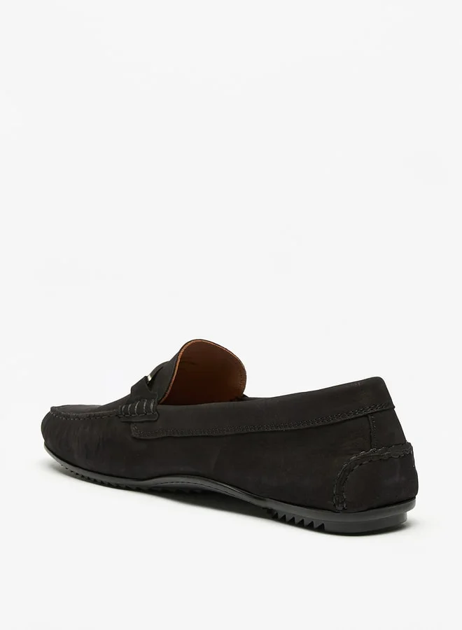 DUCHINI Men Textured Slip On Moccasins with Metallic Accent