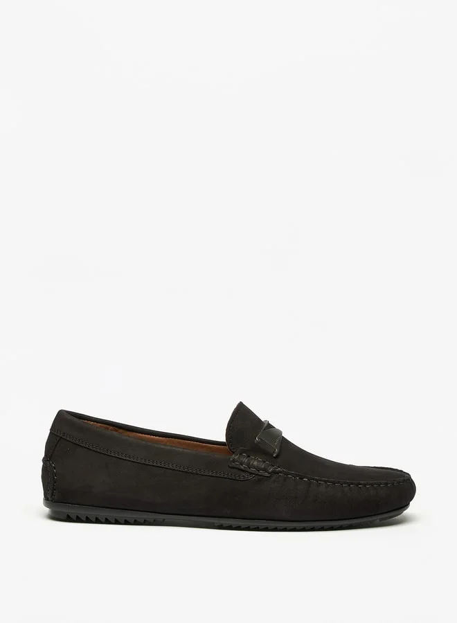 DUCHINI Men Textured Slip On Moccasins with Metallic Accent