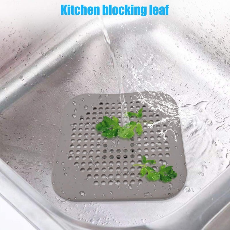 Revwd 2 Pcs Grey Hair Drain Catcher Square Drain Cover for Shower Silicone Hair Stopper with Suction Cup Suit for Bathroom Bathtub Kitchen. - Image 5