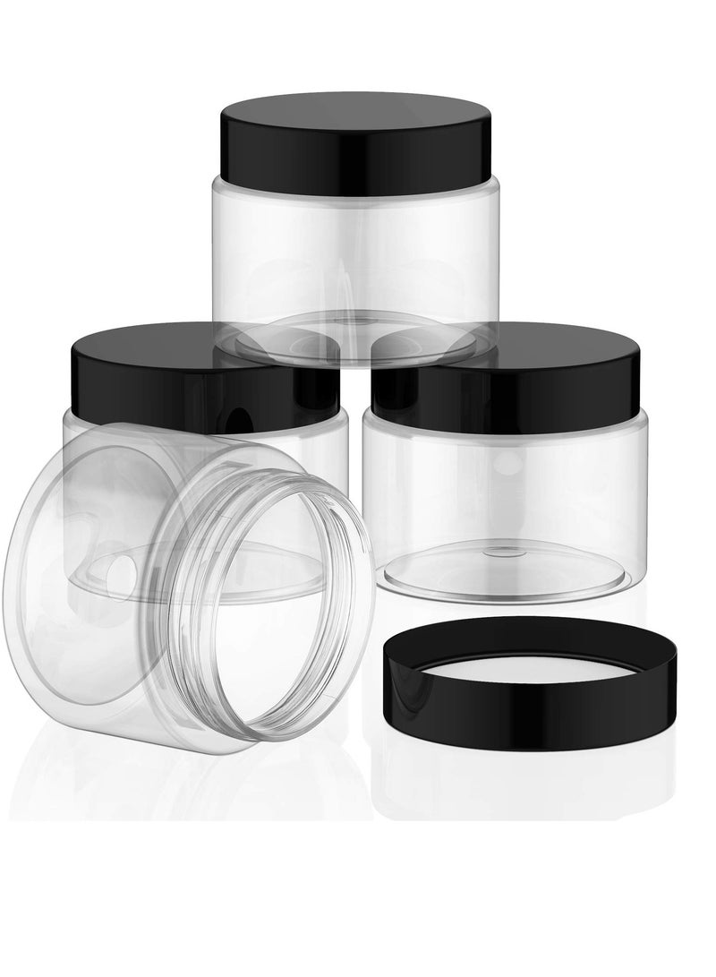 4 Pcs 3.4 oz Plastic Cosmetic Jars - Leak Proof Clear Containers for Slime, Lotion, Candy - Refillable Storage Jars with Wide-Mouth Lid - Image 1