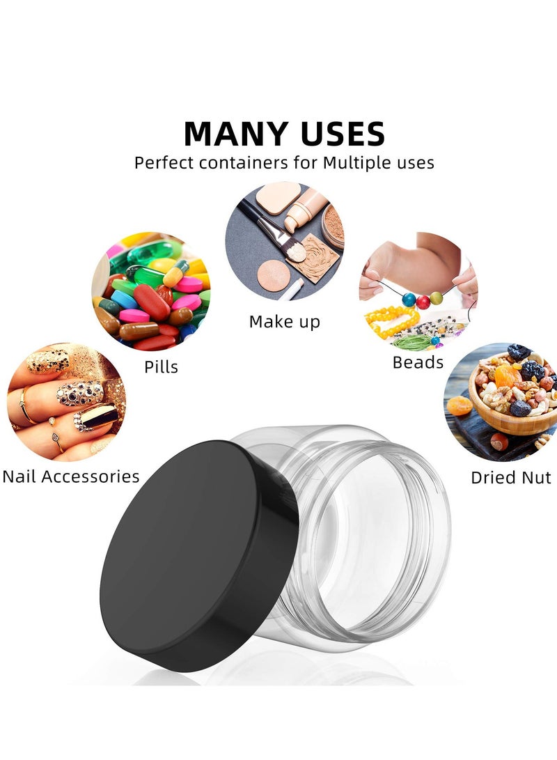 4 Pcs 3.4 oz Plastic Cosmetic Jars - Leak Proof Clear Containers for Slime, Lotion, Candy - Refillable Storage Jars with Wide-Mouth Lid - Image 3