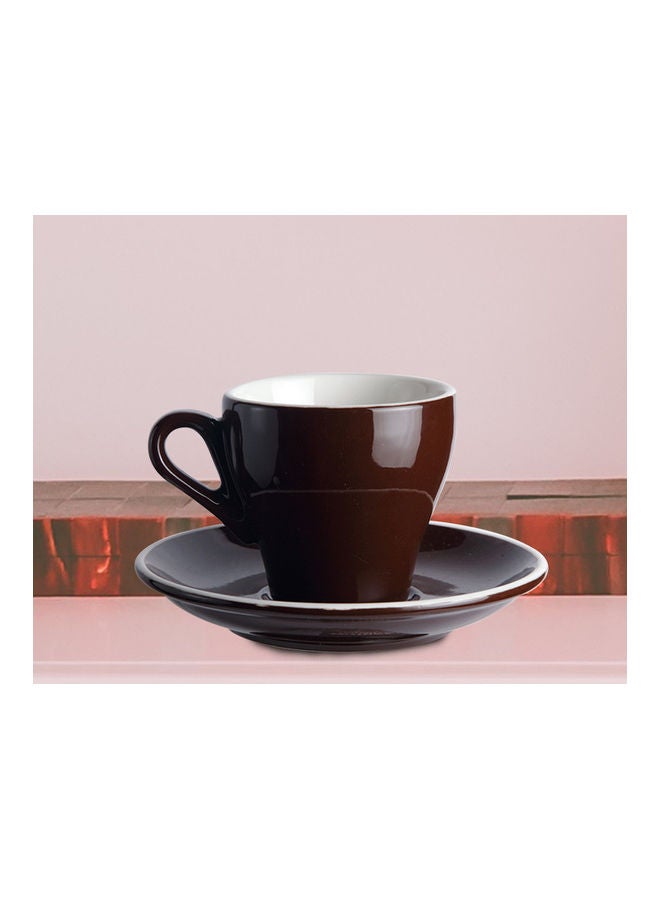 Sharpdo Glazed Coffee Cup And Saucer Brown/White 12.5 x 12.5 x 10.5cm - Image 4