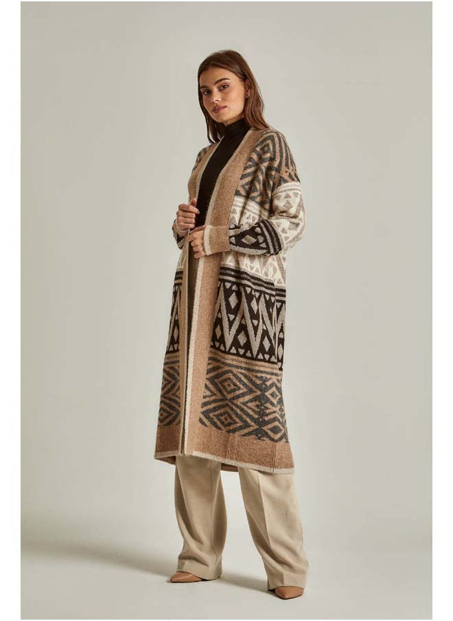 DALYDRESS - Fancy Long Sleeve Jacquard Long Cardigan - Image 1
