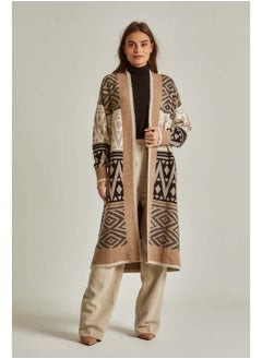 Fancy Long Sleeve Jacquard Long Cardigan