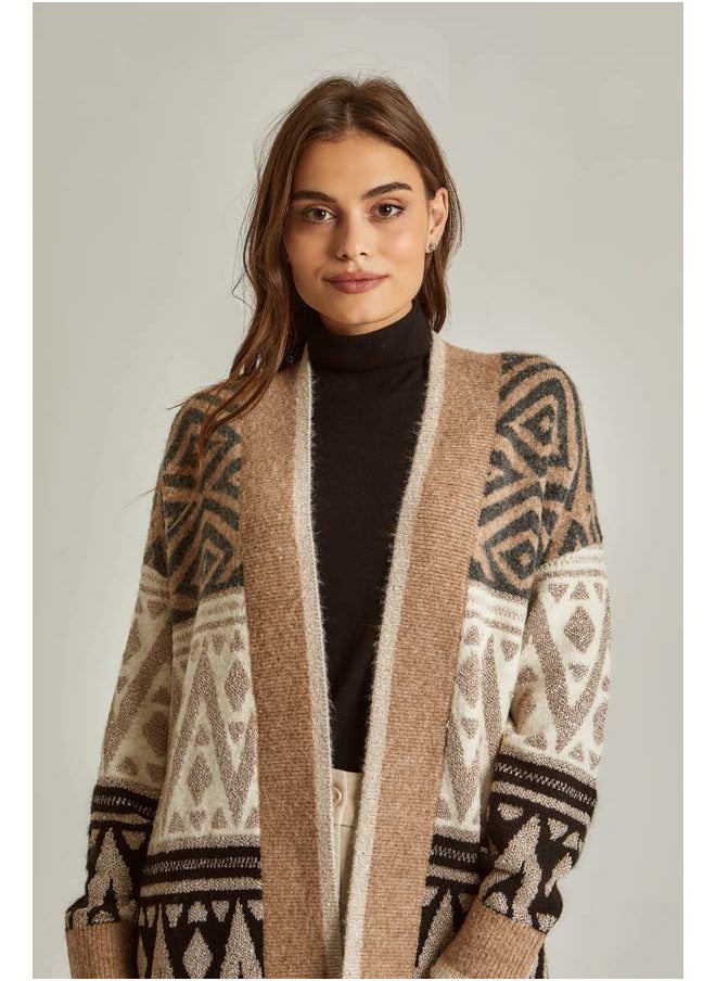 DALYDRESS - Fancy Long Sleeve Jacquard Long Cardigan - Image 1