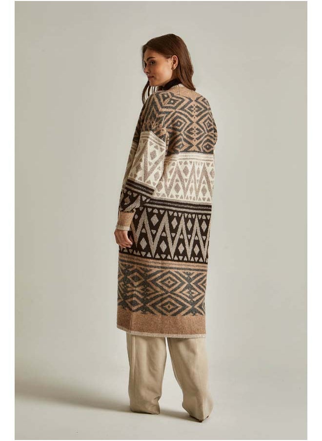 DALYDRESS - Fancy Long Sleeve Jacquard Long Cardigan - Image 1