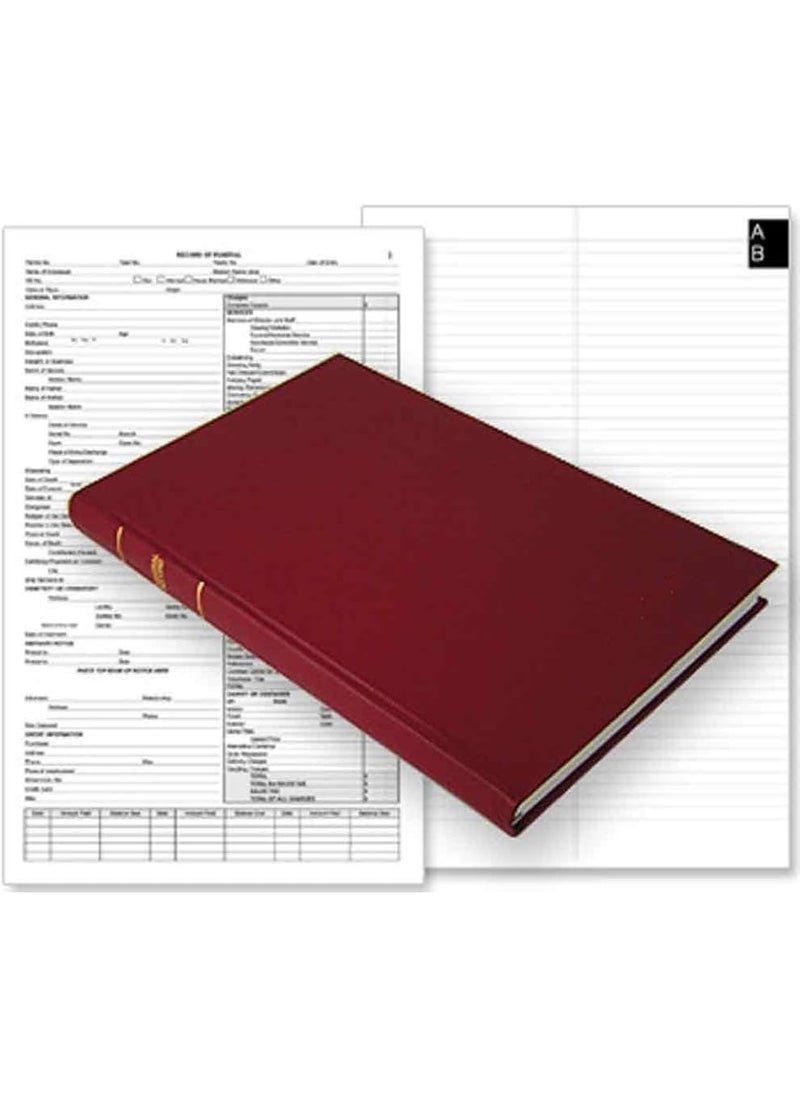 BookFactory BookFactory American Funeral Record BookFuneral Home Log Book  FJ Feineman Co 4300F Version 336 Pages Burgundy Cover Section Sewn Hardbound 8 78 x 13 12 LOG3364300FLMT38  - Image 1