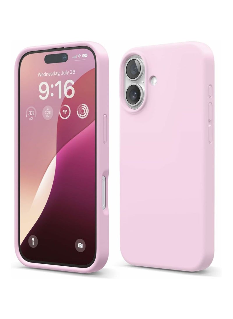 Generic - Silicone Case Compatible with iPhone 16, Slim Liquid Silicone Phone Case with 3-Layer Soft Rubber Shockproof Bumper with TPU Lining (Pink) - Image 1
