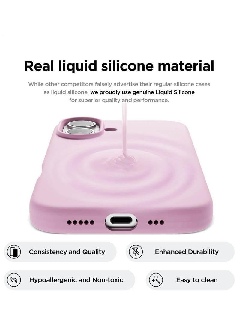 Generic - Silicone Case Compatible with iPhone 16, Slim Liquid Silicone Phone Case with 3-Layer Soft Rubber Shockproof Bumper with TPU Lining (Pink) - Image 1