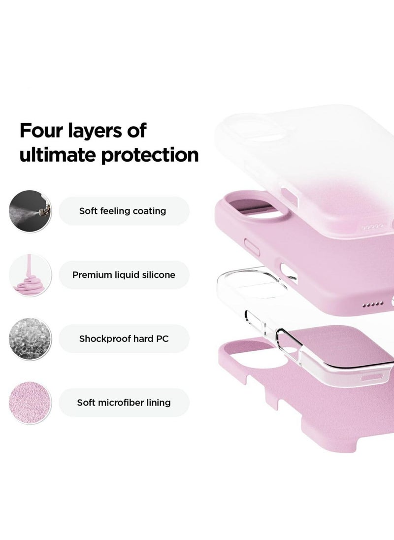 Generic - Silicone Case Compatible with iPhone 16, Slim Liquid Silicone Phone Case with 3-Layer Soft Rubber Shockproof Bumper with TPU Lining (Pink) - Image 1