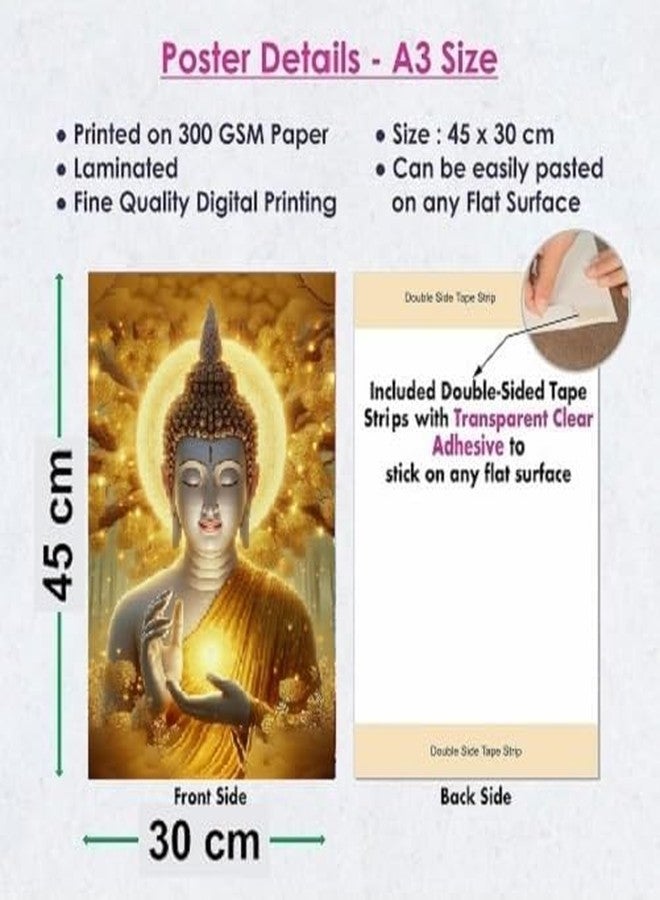 Fliptic Lord Buddha Religious Wall Decor Poster for Home and Office (300 GSM Paper, 12 x 18 Inch, Multicolour) (Design 12) - Image 4