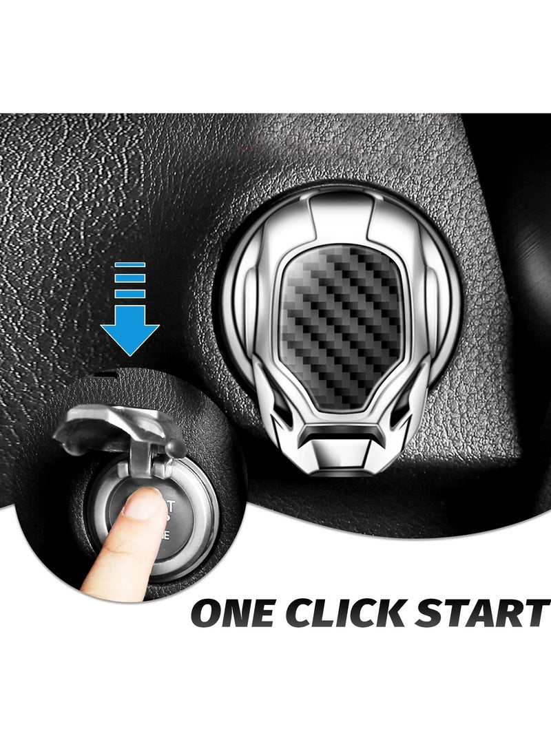 Start on Cover for Car, Engine Push Start Stop on Protective Cover Decoration, Car Interior Modification Accessories Push to Start Cover Silver - Image 4
