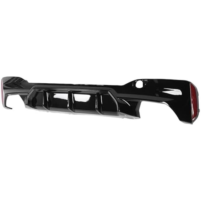 Luocute Rear Diffuser, Rear Bumper Lip Diffuser Quad Outlet with Tow Hook Cover for M Competition High Performance Strong Protection Replacement for 5 Series G30 G31 M Sport M5 (Glossy Black) - Image 1