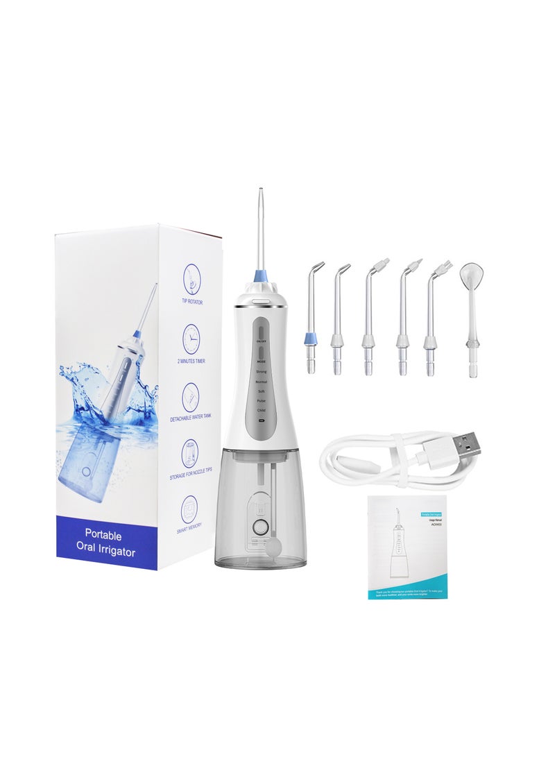 Beauenty Water Dental Flosser Cordless with Powerful Battery, Oral Irrigator for Teeth Cleaner, 5 Modes and 6 Replaceable Tips, IPX7 Waterproof,350ML Detachable Water Tank for Home and Travel - Image 1