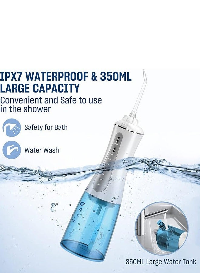 Beauenty Water Dental Flosser Cordless with Powerful Battery, Oral Irrigator for Teeth Cleaner, 5 Modes and 6 Replaceable Tips, IPX7 Waterproof,350ML Detachable Water Tank for Home and Travel - Image 5