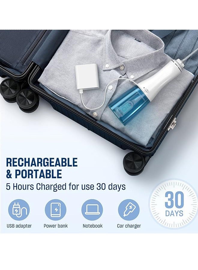 Beauenty Water Dental Flosser Cordless with Powerful Battery, Oral Irrigator for Teeth Cleaner, 5 Modes and 6 Replaceable Tips, IPX7 Waterproof,350ML Detachable Water Tank for Home and Travel - Image 4