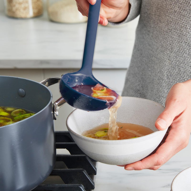 GreenPan Silicone Ladle, Soup Mixing Stirring Serving, Cooking Kitchen Utensil, Flexible Rubber Nonstick Cookware, Rigid Steel Core, Heat-Resistant, Anti-Slip Handle, BPA-Free, Dishwasher Safe, Blue - Image 2