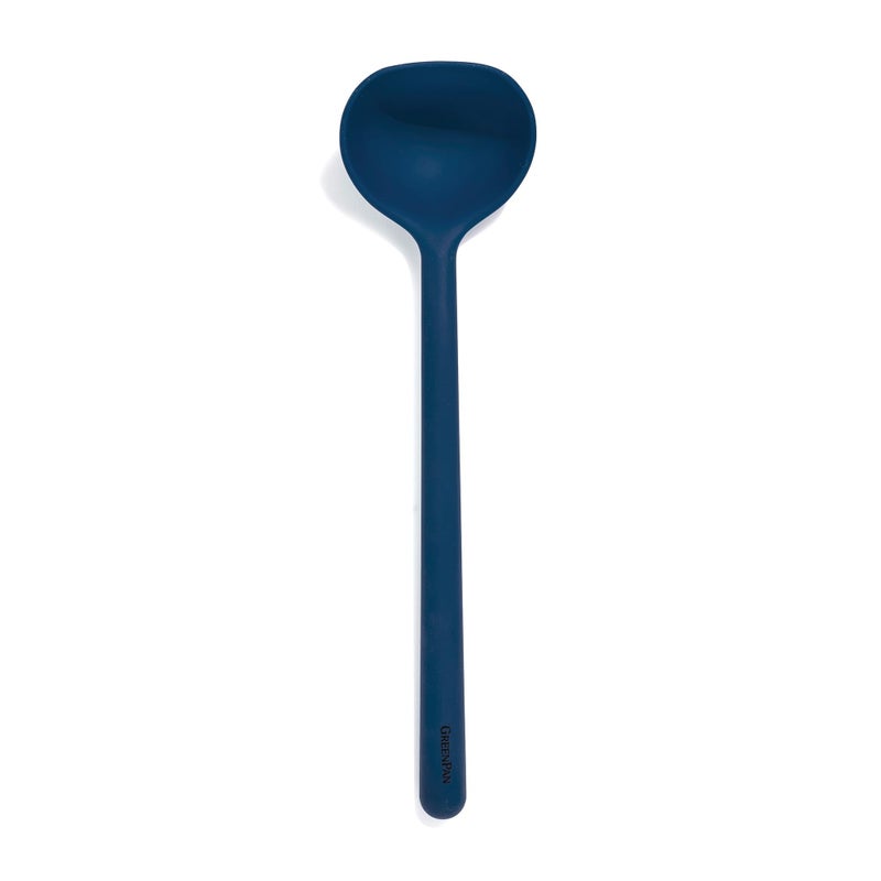 GreenPan Silicone Ladle, Soup Mixing Stirring Serving, Cooking Kitchen Utensil, Flexible Rubber Nonstick Cookware, Rigid Steel Core, Heat-Resistant, Anti-Slip Handle, BPA-Free, Dishwasher Safe, Blue - Image 1
