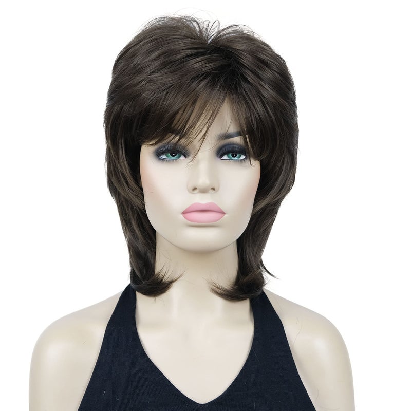 Lydell Lydell 16" Long Straight Wigs Soft Shaggy Layered Wigs Classic Cap Full Synthetic Hairpieces (Light Chestnut Brown) 