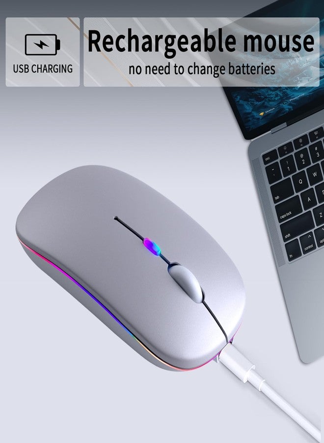 KANMABPC Wireless Bluetooth Mouse, Rechargeable LED Dual Mode Mouse (Bluetooth 5.2 and USB Receiver) Portable Silent Mouse,for Laptop/Desktop/Tablet(Rose Gold) - Image 3