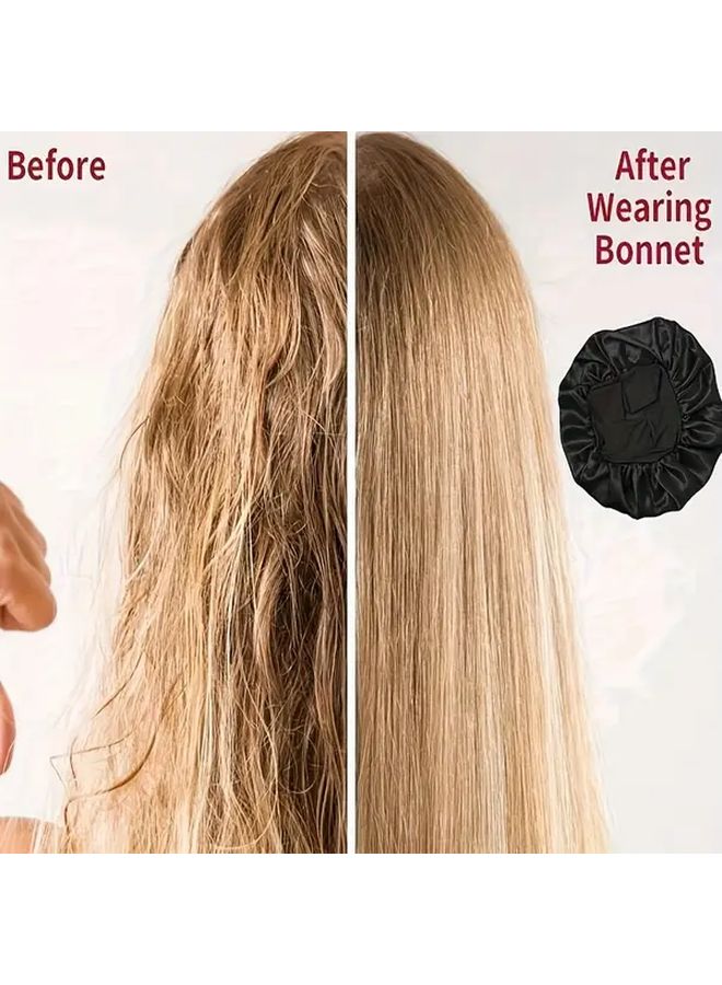Pink Soft Elastic Sleeping Cap For Curly Hair Prevents Frizz Breakage - Image 2