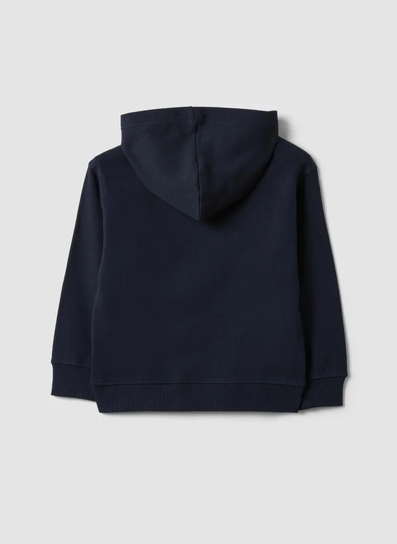 Ovs OVS Blue 100% Cotton Hoodie With Front Print For Boys