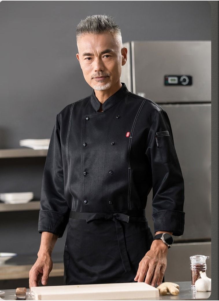 Gasin Chef Uniform Suitable For Hotel Western Restaurant Apron Suit Long Sleeves  - Image 3