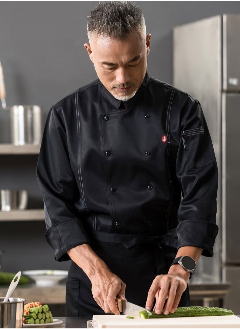 Gasin Chef Uniform Suitable For Hotel Western Restaurant Apron Suit Long Sleeves  - Image 2